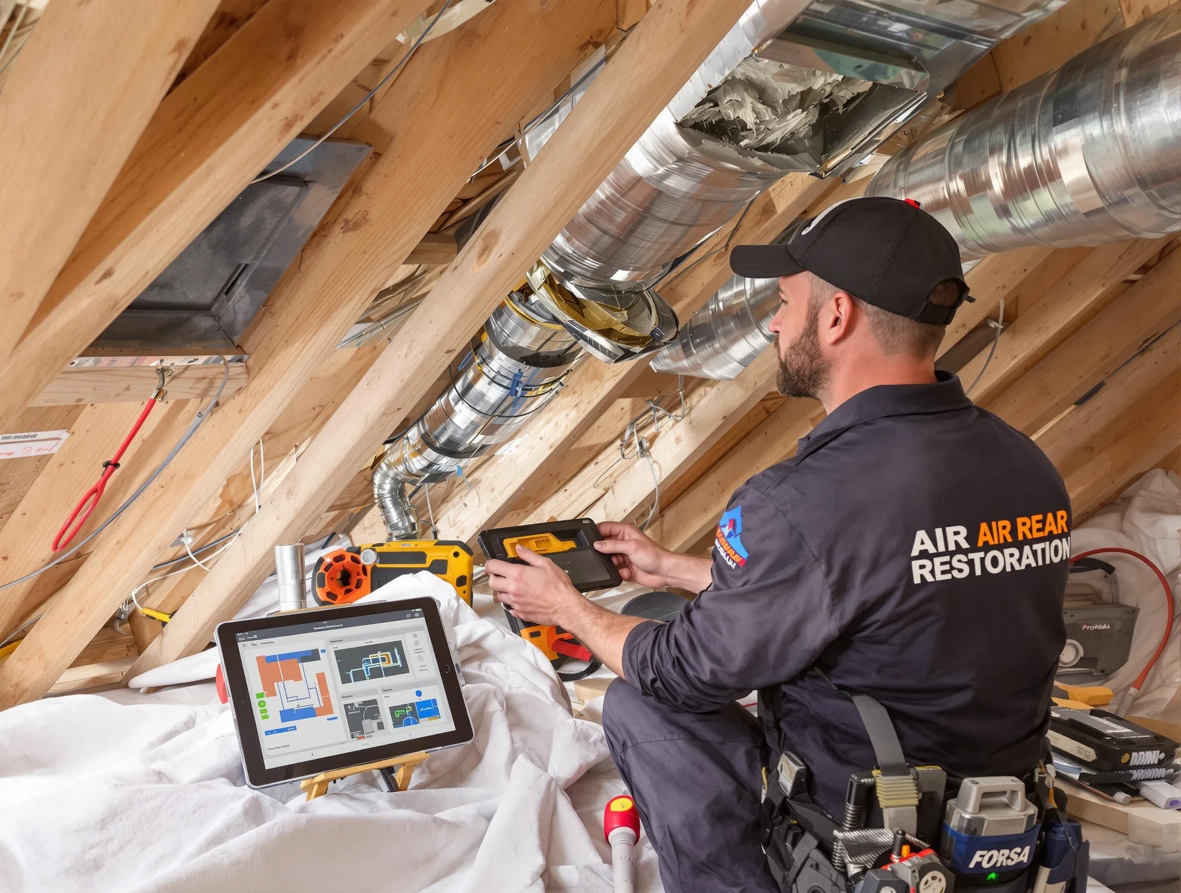 Broomfield Air Duct Cleaning technician performing precise duct repair work in Broomfield