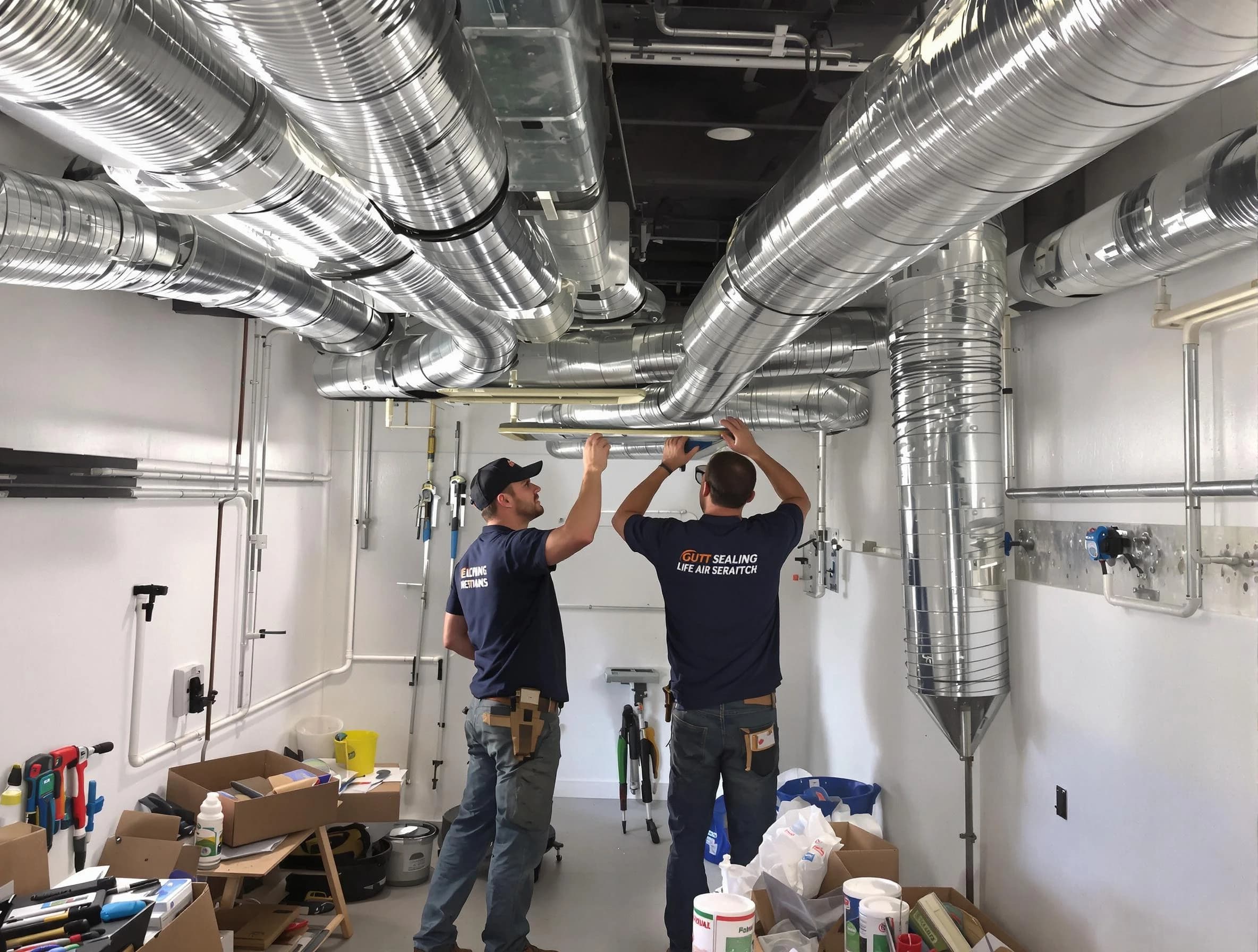 Broomfield Air Duct Cleaning technician applying professional duct sealing solutions in Broomfield