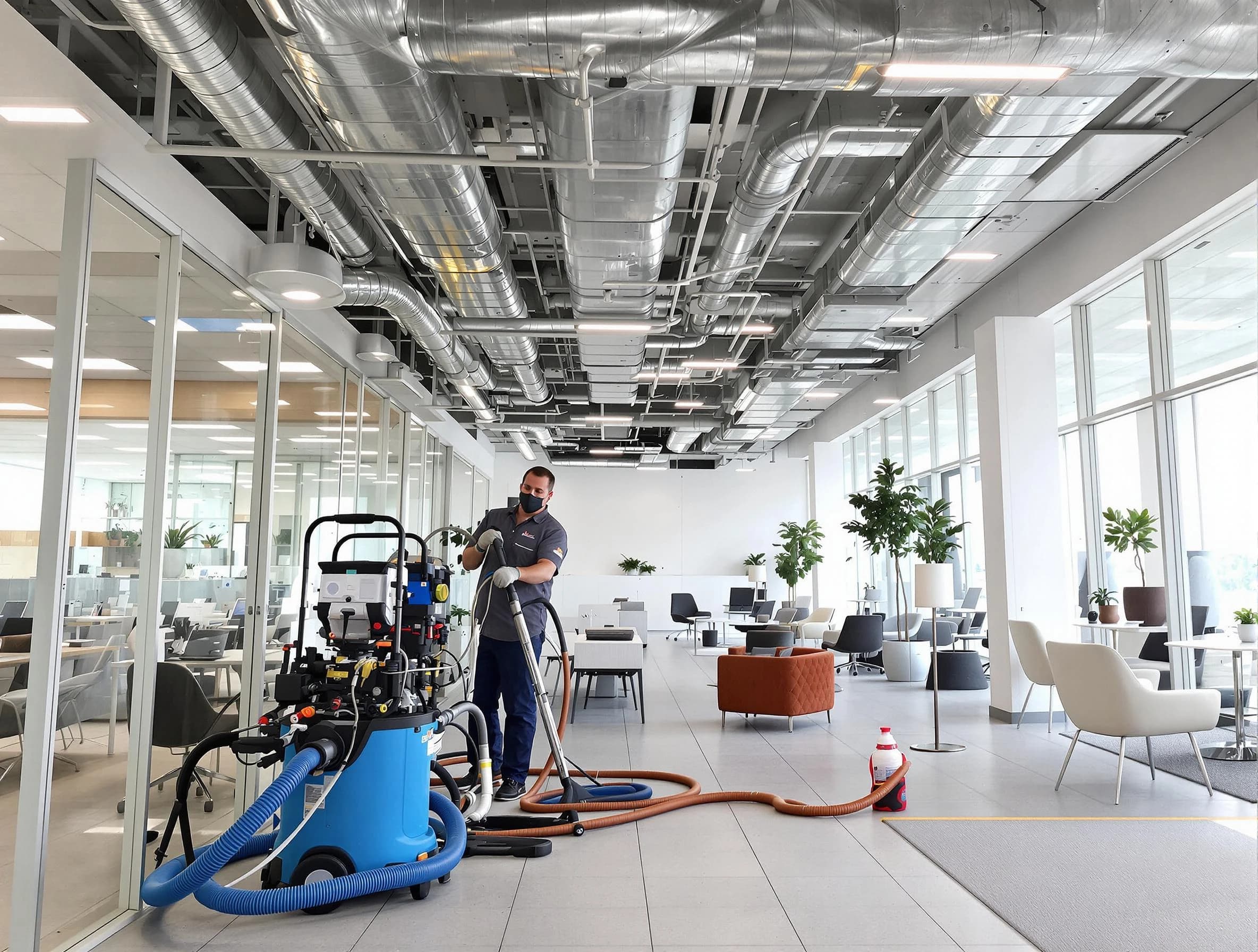 Broomfield Air Duct Cleaning team conducting comprehensive commercial duct cleaning at a business location in Broomfield