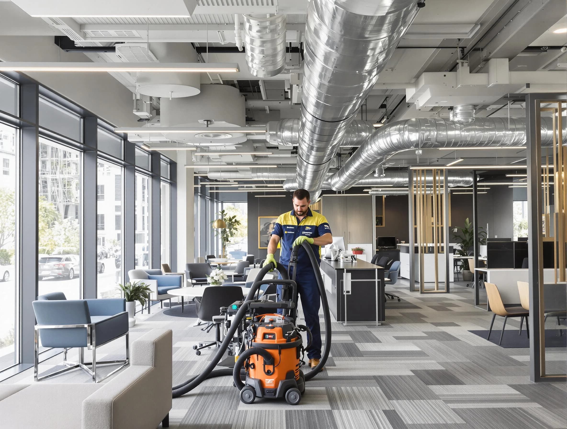 Broomfield Air Duct Cleaning team performing thorough commercial duct cleaning at a Broomfield business center