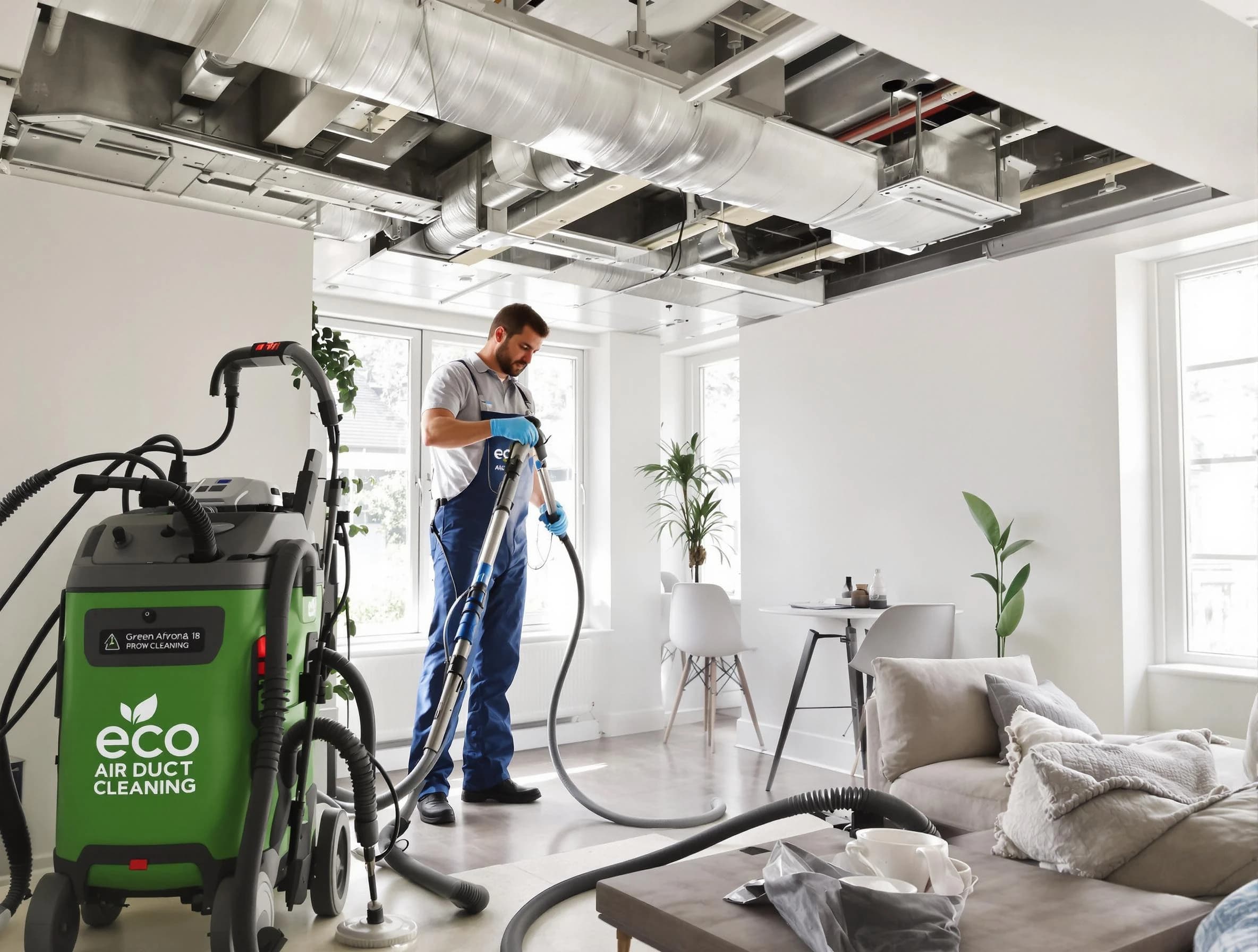 Broomfield Air Duct Cleaning technician performing eco-friendly duct cleaning using sustainable methods in Broomfield