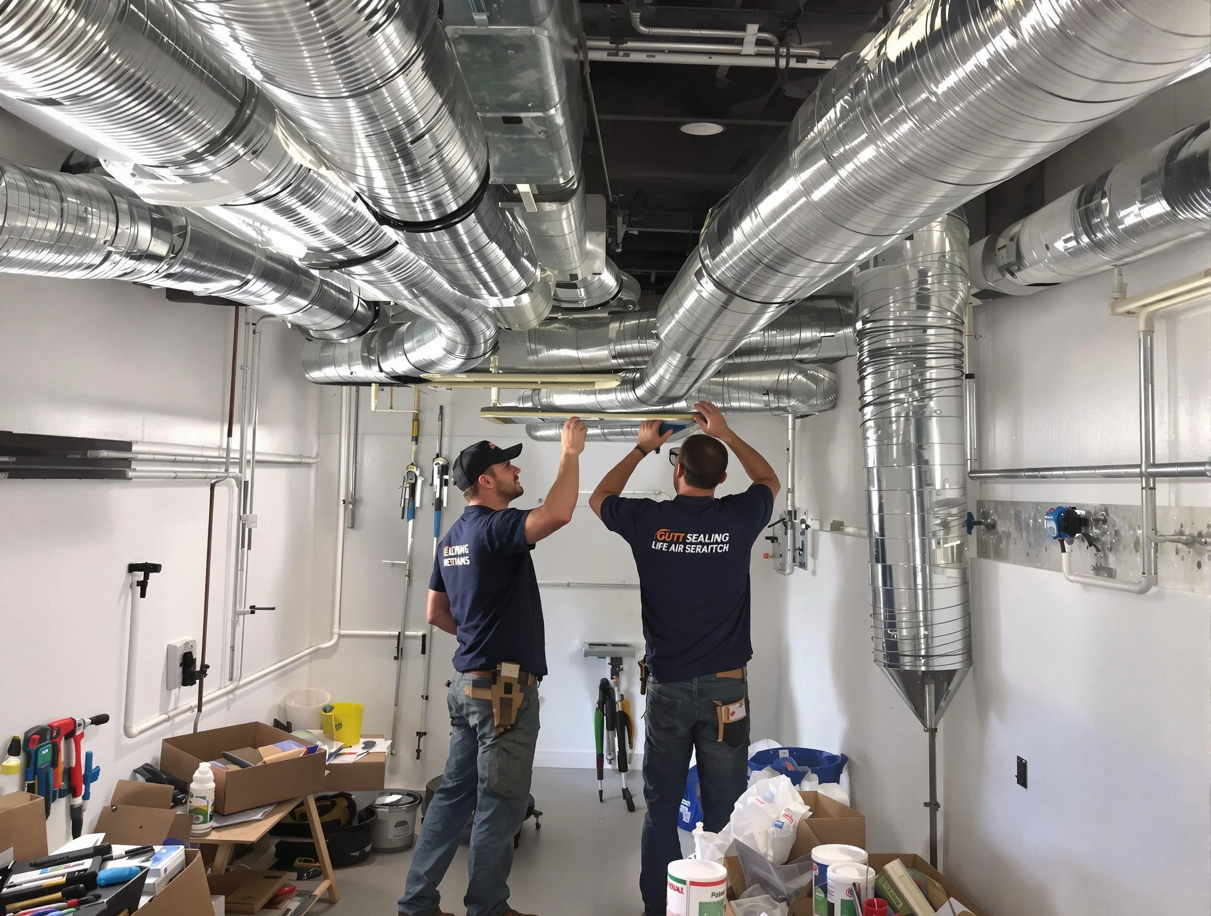 Broomfield Air Duct Cleaning technician applying professional duct sealing solutions in Broomfield
